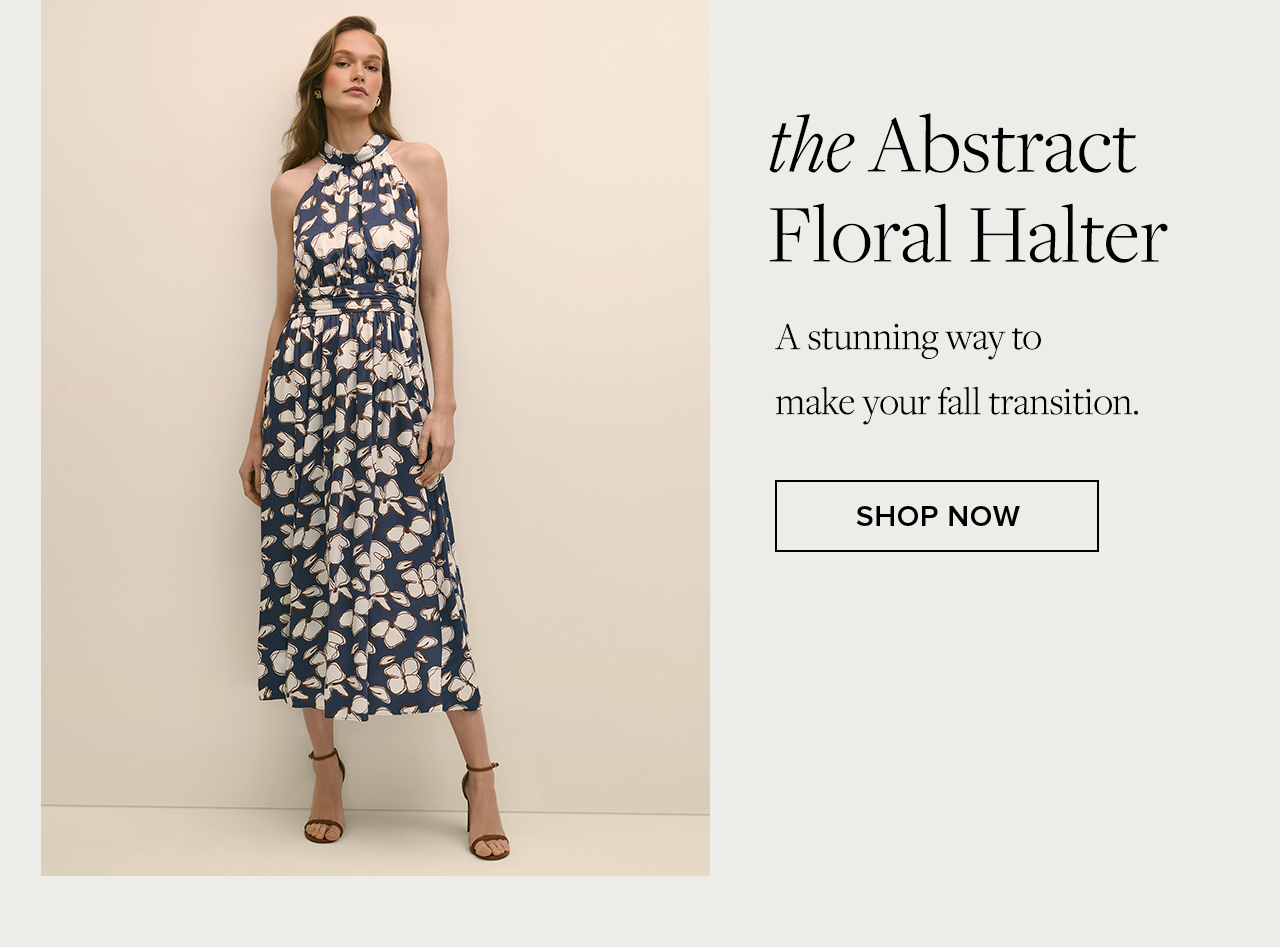 Shop the abstract floral halter dress