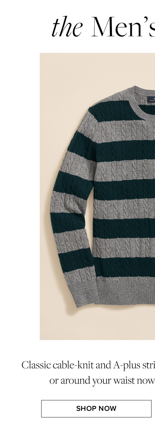 Shop the Cashmere Wool Cable-Knit Sweater in Rugby Stripe