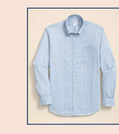 Shop Performance Series Stretch Polo Button-Down Collar, Glen Plaid Sport Shirt