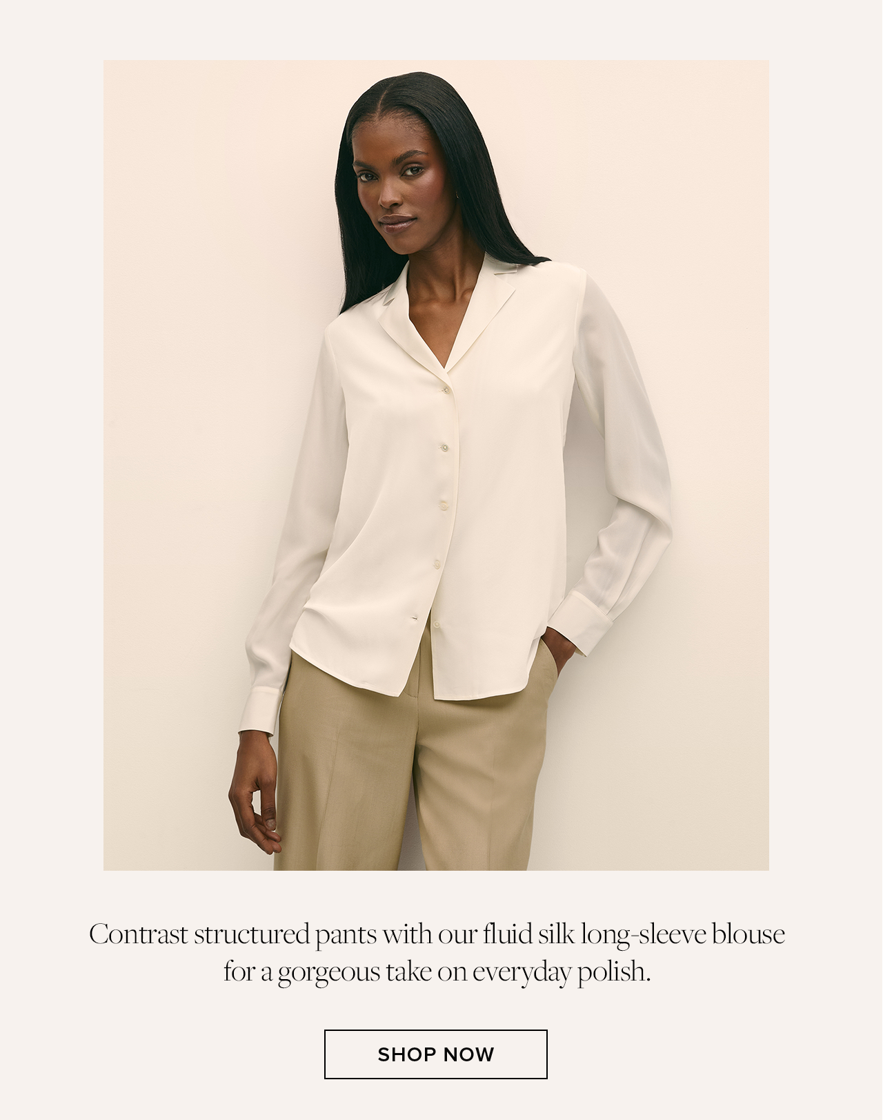 Shop our Silk Crepe Notch-Collar Blouse