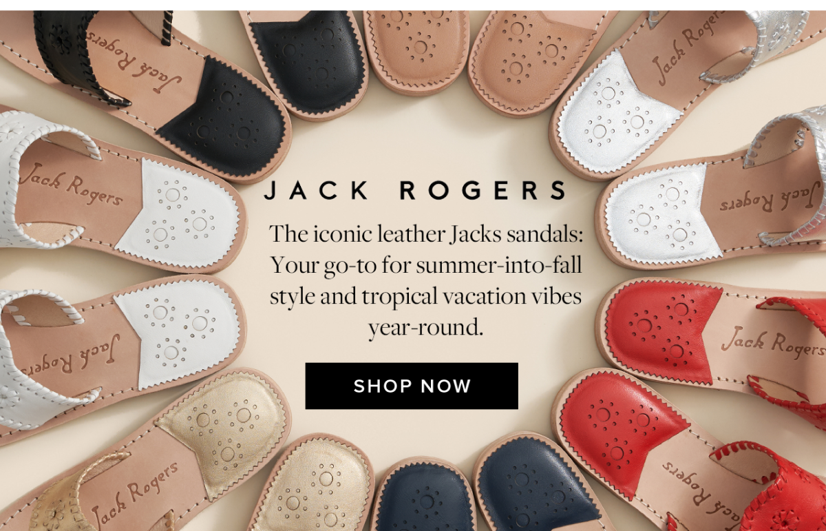 Shop Jack Rogers' iconic leather sandals. your go-to for summer into fall style and tropical vacation vibes year-round.