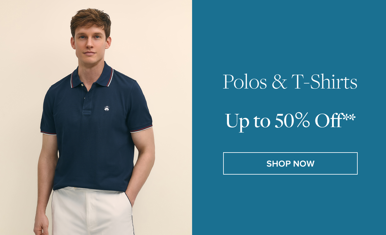 Shop polos & t-shirts up to 50% off**