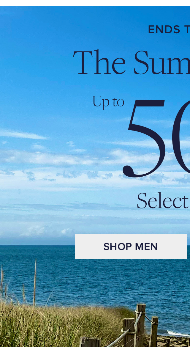 The summer sale ends today. Up to 50% off** select styles. Shop Men