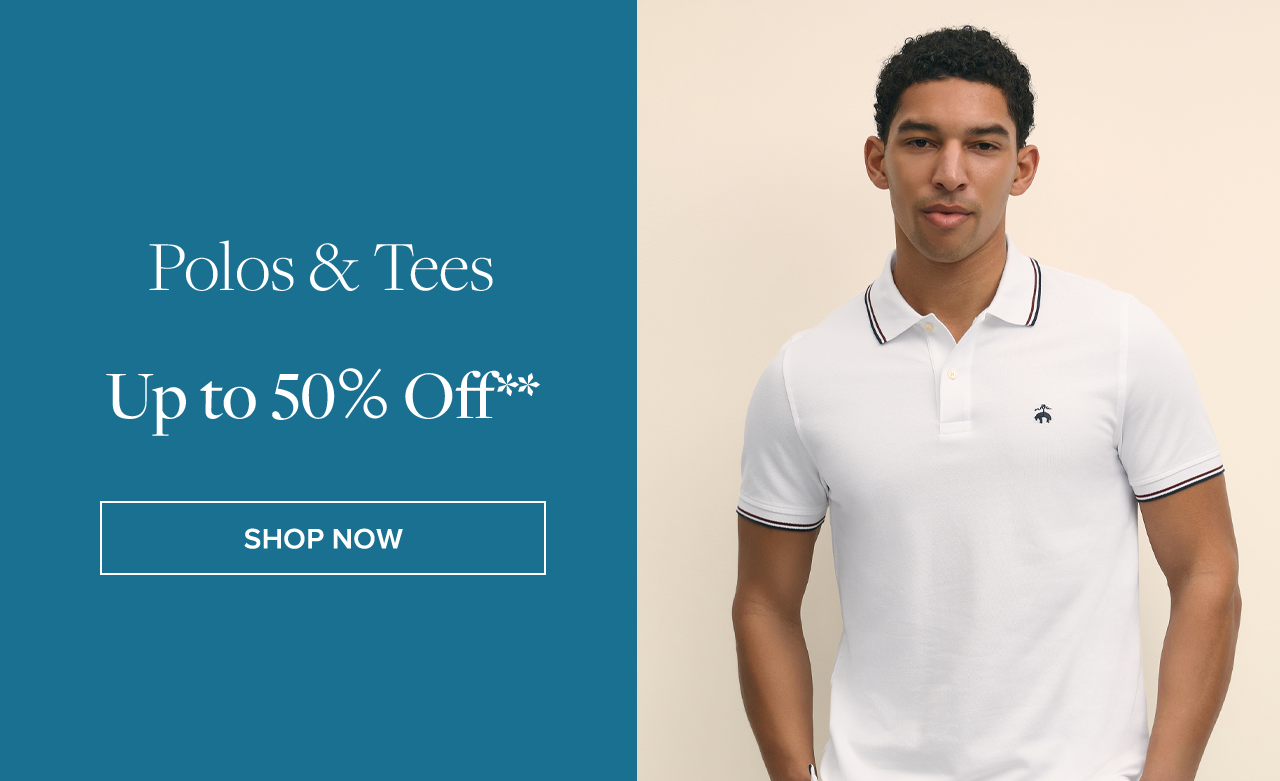 Shop polos & t-shirts up to 50% off**