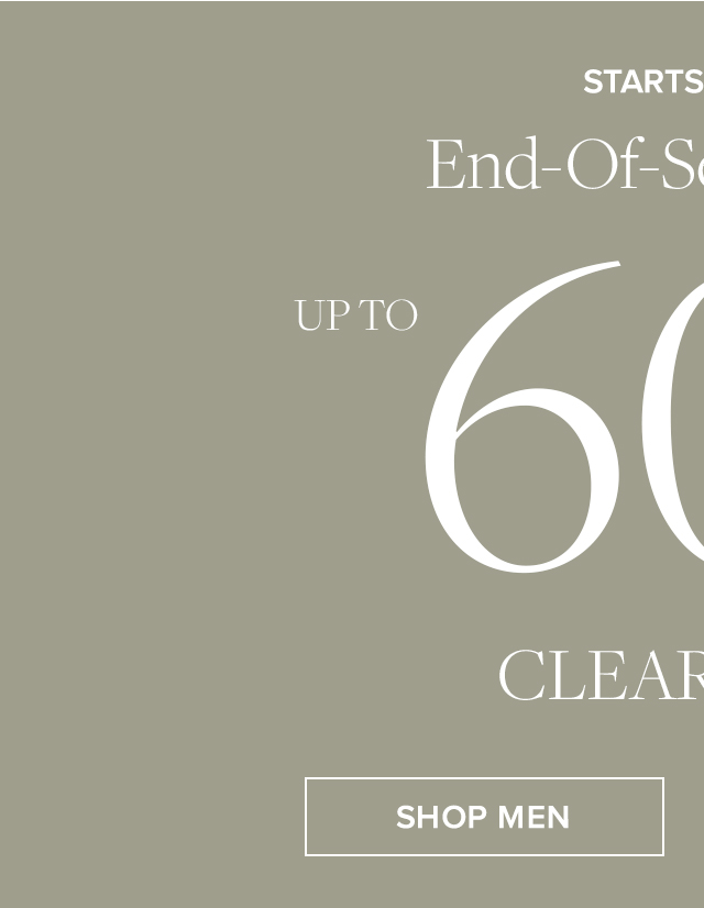 End of season sale starts now! Shop up to 60% Off men's clearance