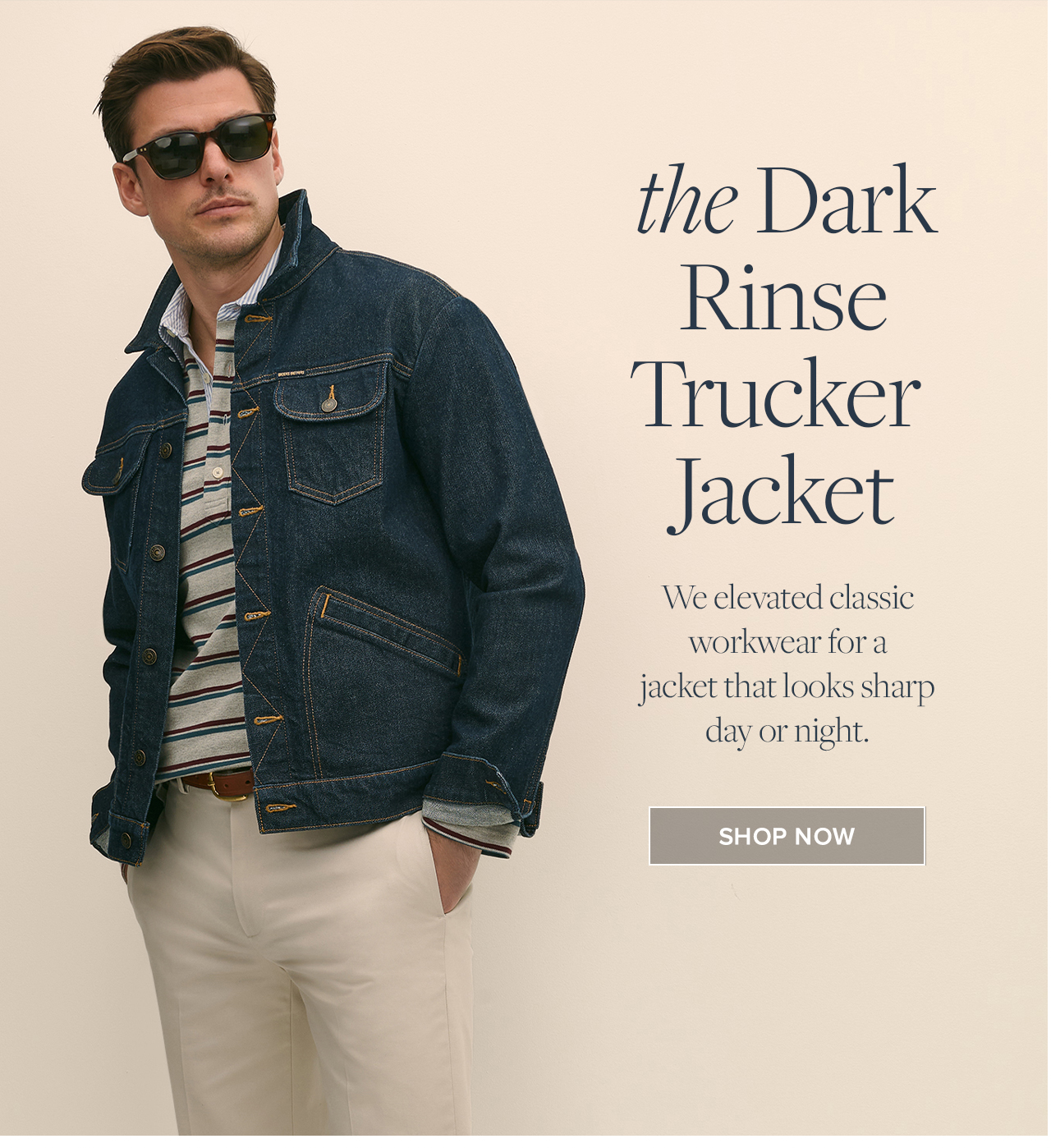 Shop the dark rinse trucker jacket now