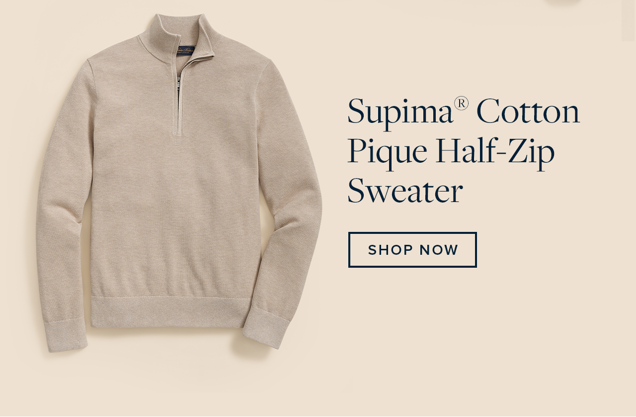 Shop the supima cotton pique half-zip sweater