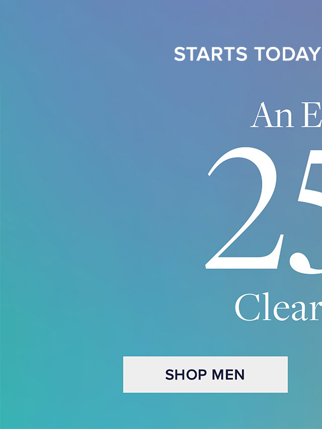 Shop an extra 25% Off Men's clearance. Online only