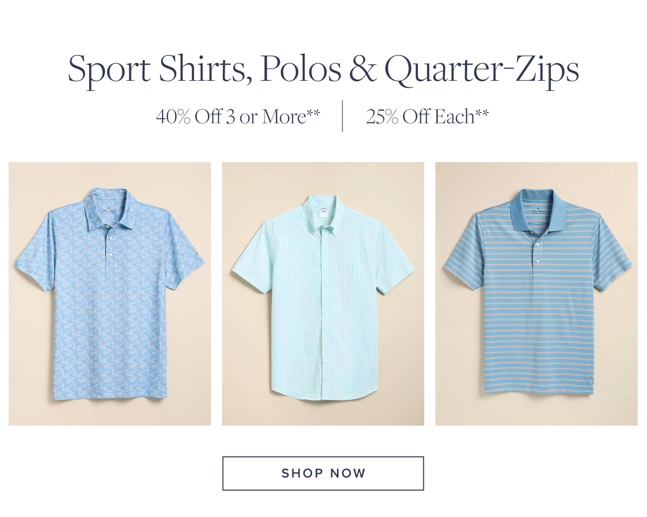 Sport Shirts, Polos and Quarter-Zip Shop Now