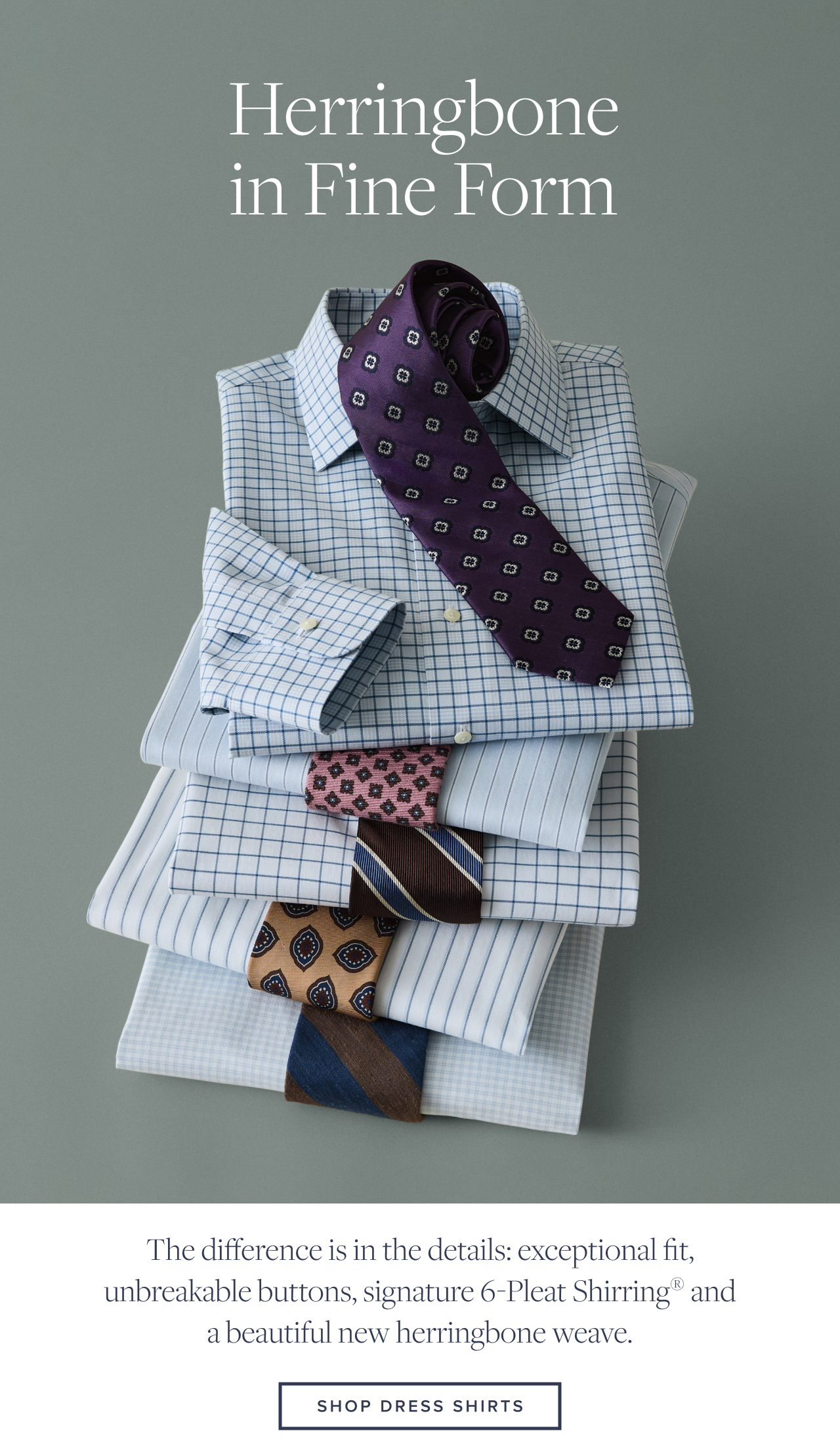 Herringbone in Fine Form Shop Dress Shirts