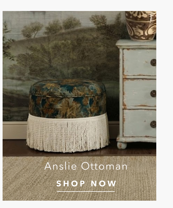 Anslie Verdant Tapestry Velvet Ottoman