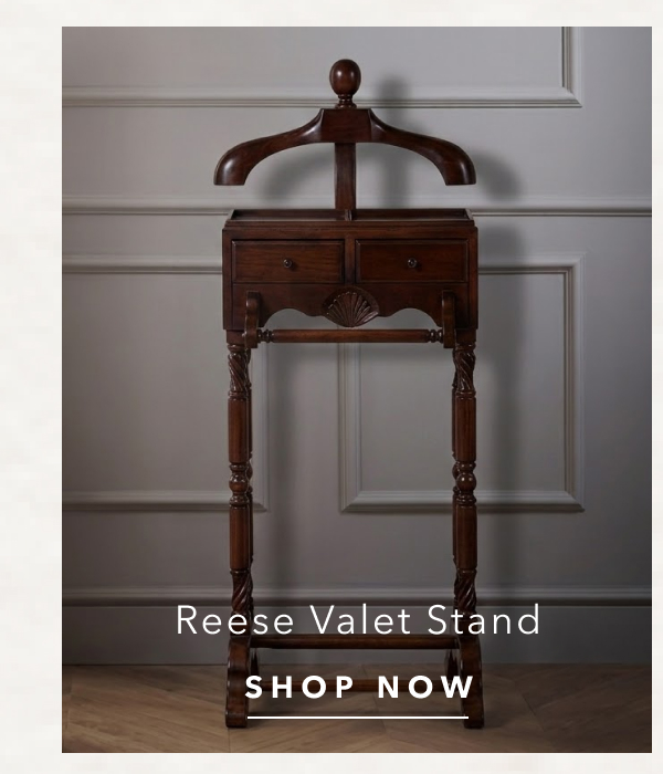 Reese Updated Traditional Brown Wood Storage Valet Stand