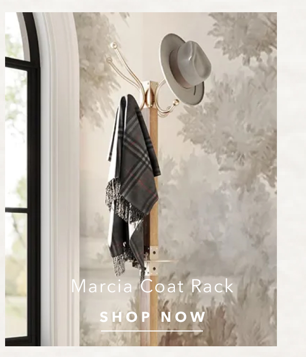 Marcia Traditional White Mango Wood Gold Iron Coat Rack