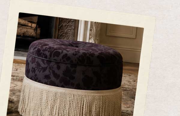 Anslie Burgundy Floral Weave Ottoman