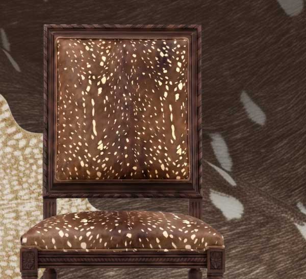 Marielle Warm Chestnut Spotted Hair on Hide Leather Sussex Brown Side Chair