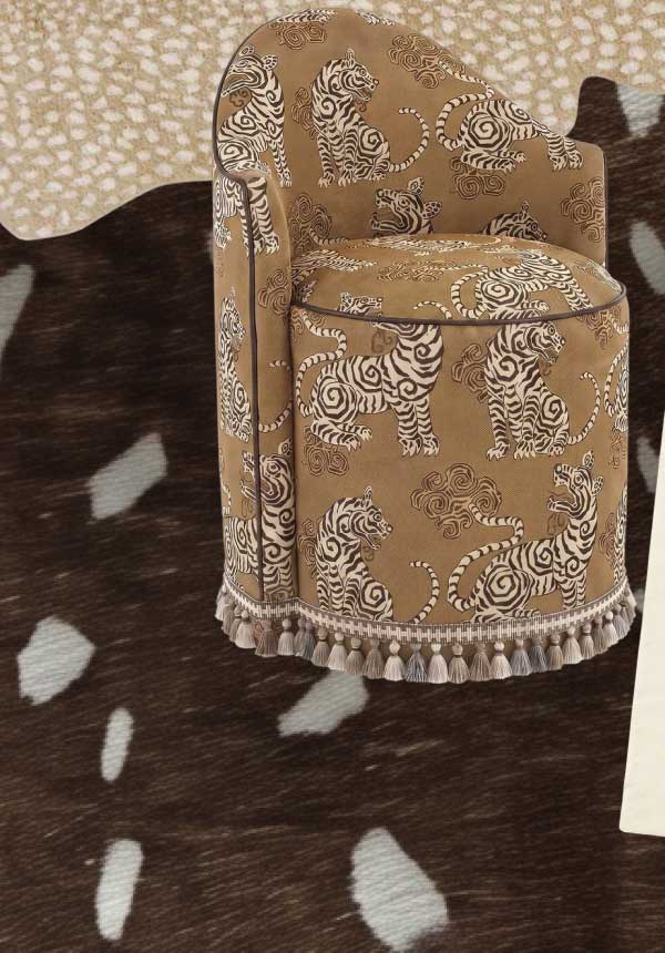 Milovan Golden Saffron Wild Tiger Print Swivel Dining Chair