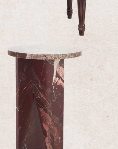 Tiffani Modern Classic Red Marble Round Drink Table