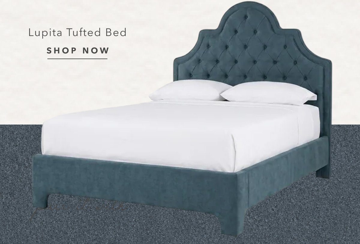 Lupita Storm Cloud Performance Velvet Tufted Bed - Queen