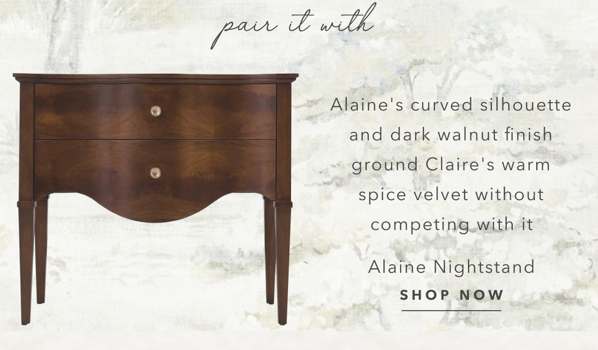 Alaine Updated Traditional Dark Brown Walnut Wood Curved Nightstand