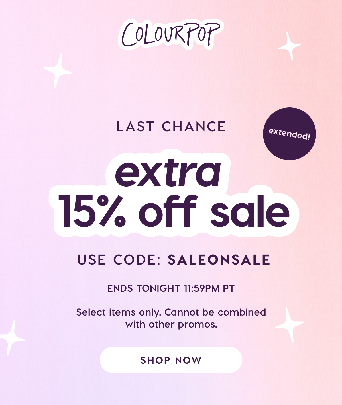 ColourPop | OMG Extra 15% Off Sale.