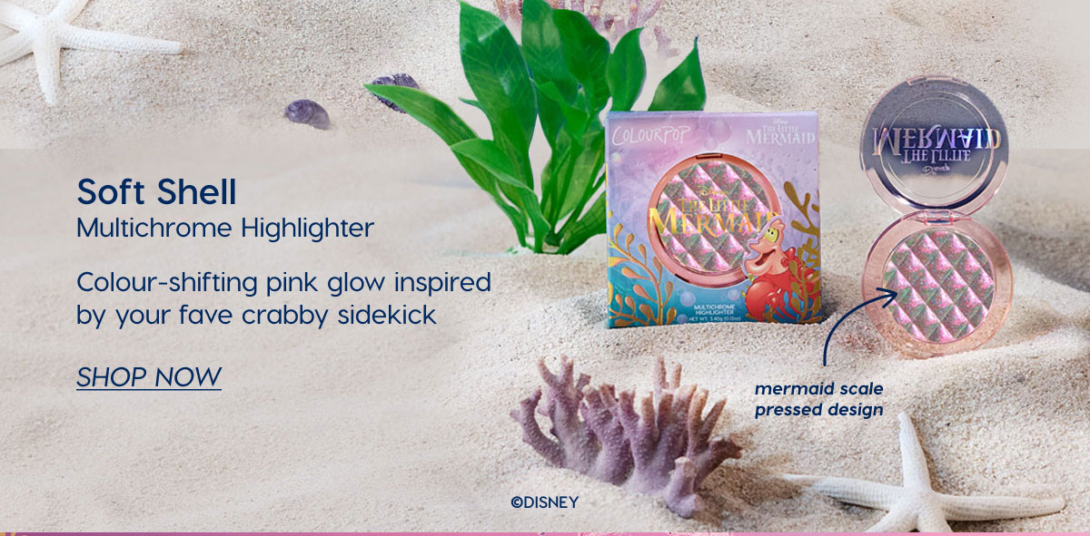 Soft Shell Multichrome Highlighter. Colour-shifting pink glow inspired by your fave crabby sidekick. SHOP NOW