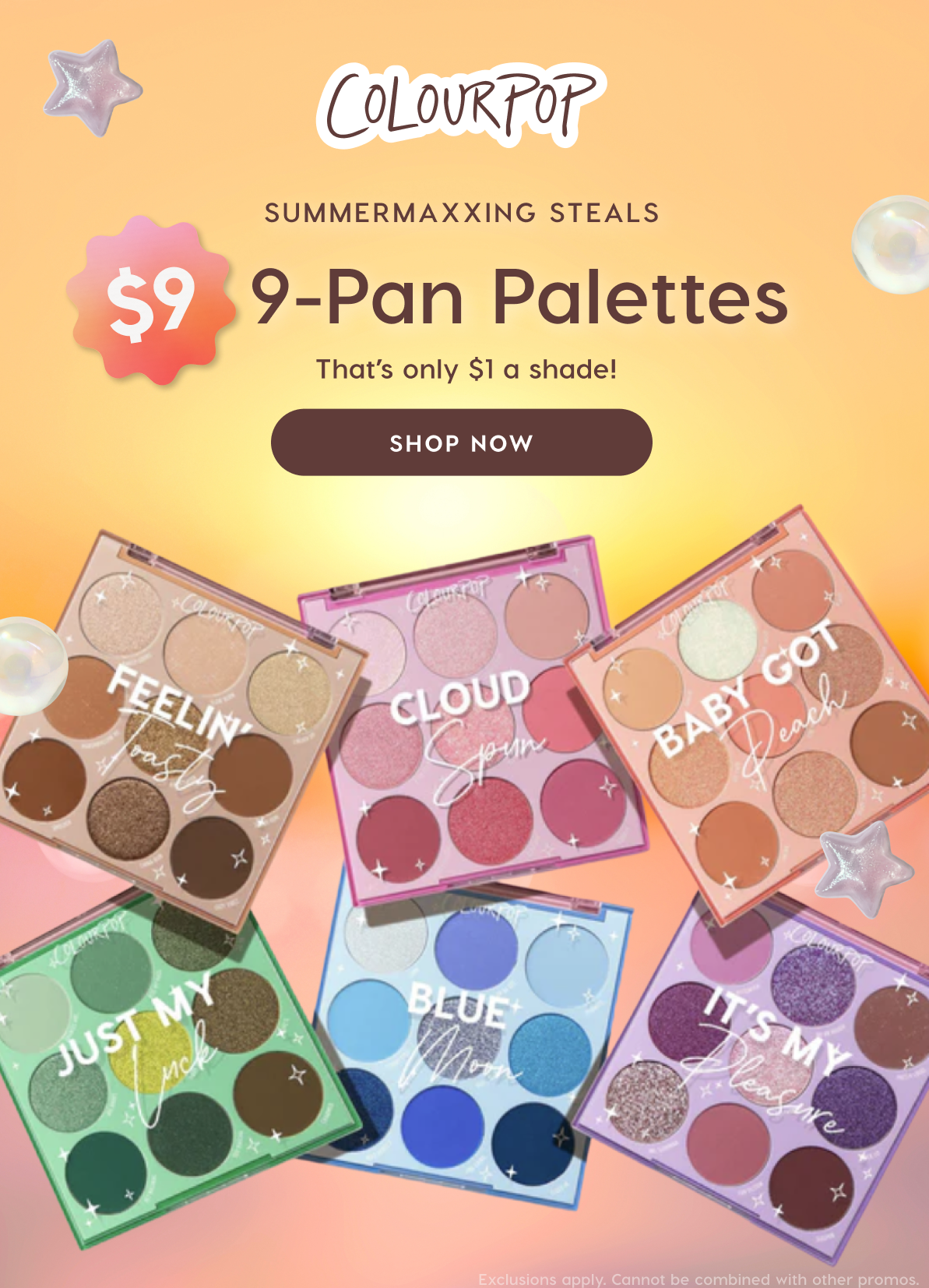 ColourPop | $9 9-pan palettes! Shop Now