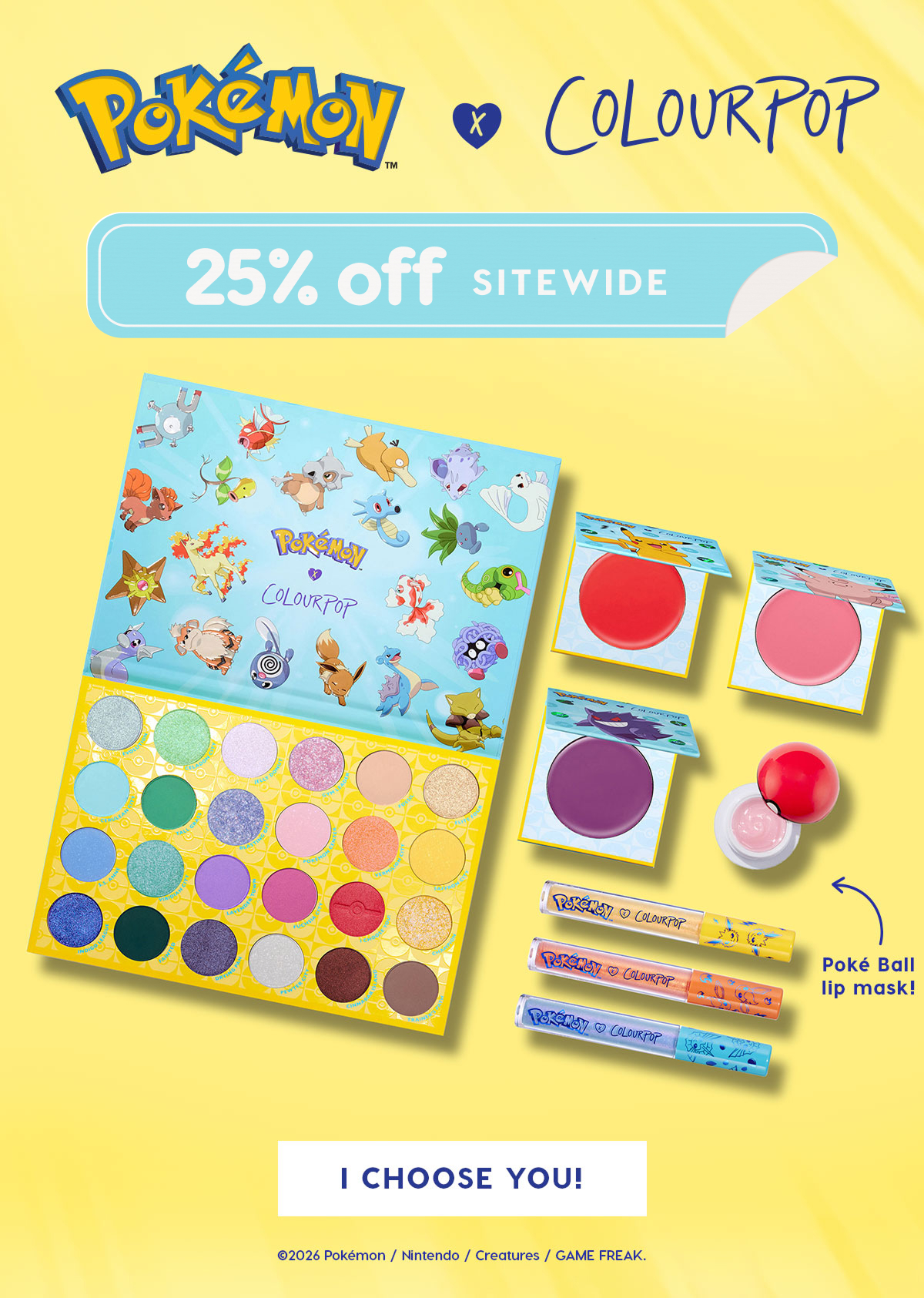 Pokemon x ColourPop 25% Off Sitewide
