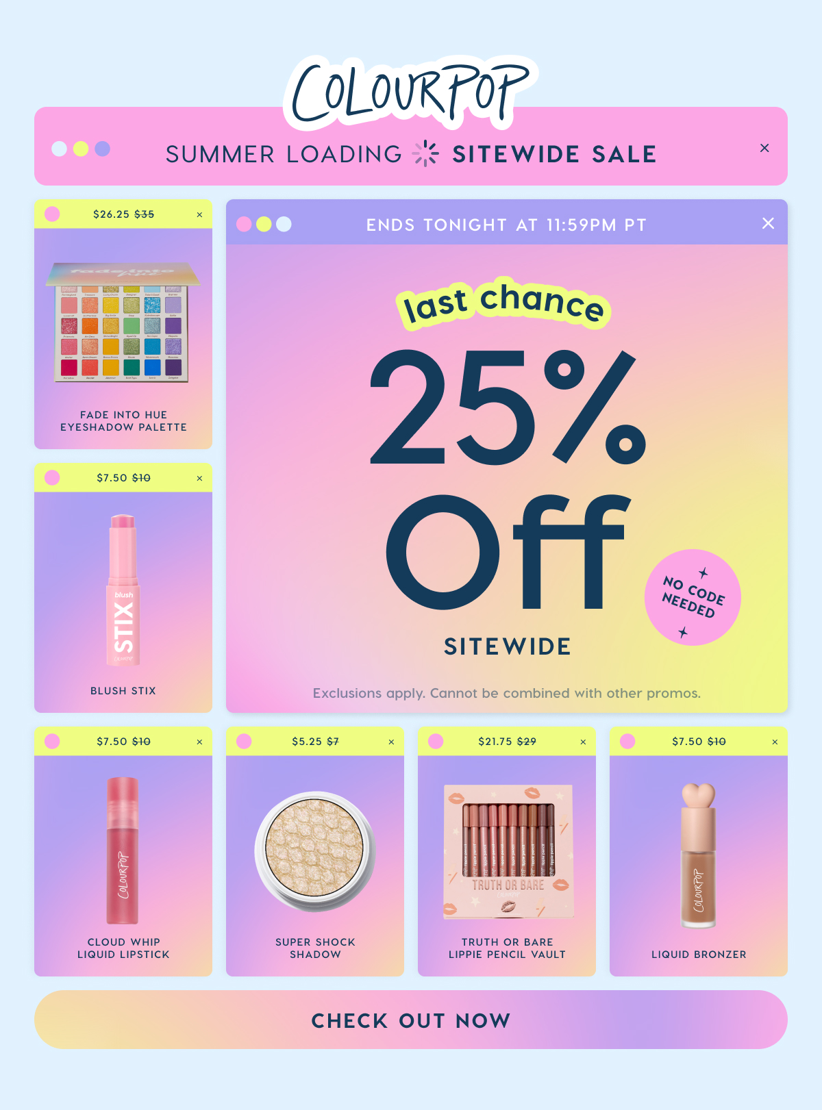 ColourPop | Memorial Day Sale 25% Off Sitewide
