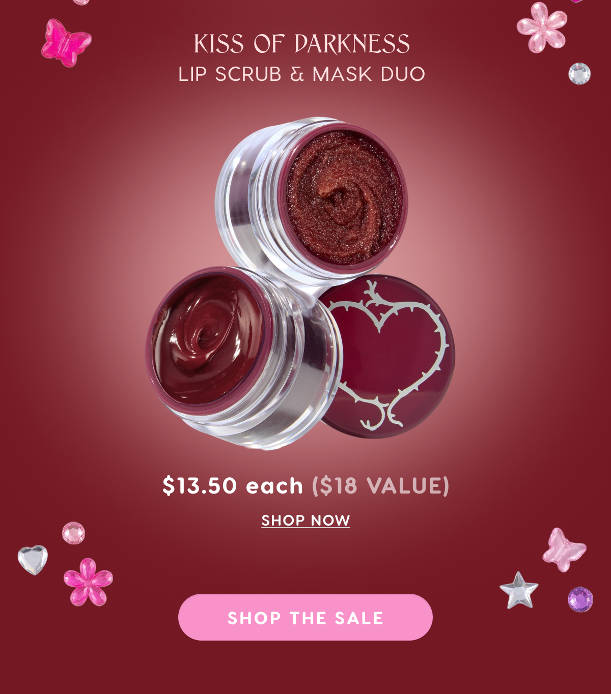 Kiss of Darkness lip scrub & mask duo. Shop the Sale