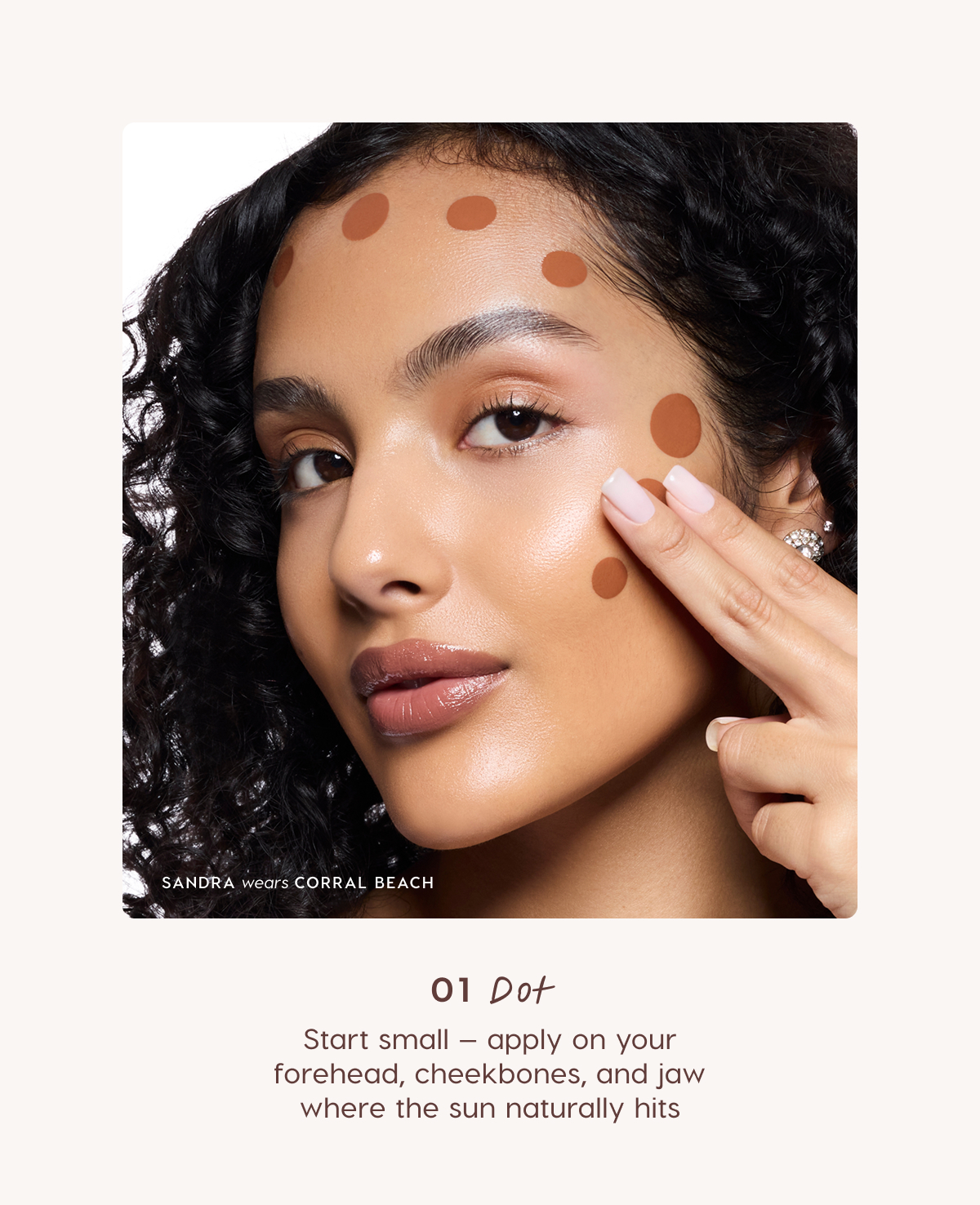 Dot on forehead, cheekbones and jaw