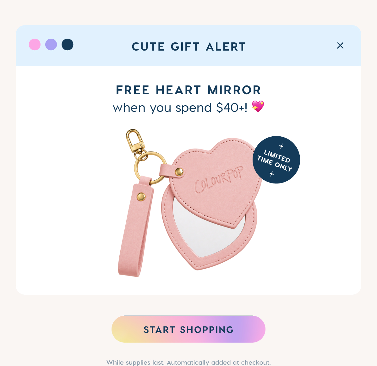 Free Heart Mirror when you spend $40+*