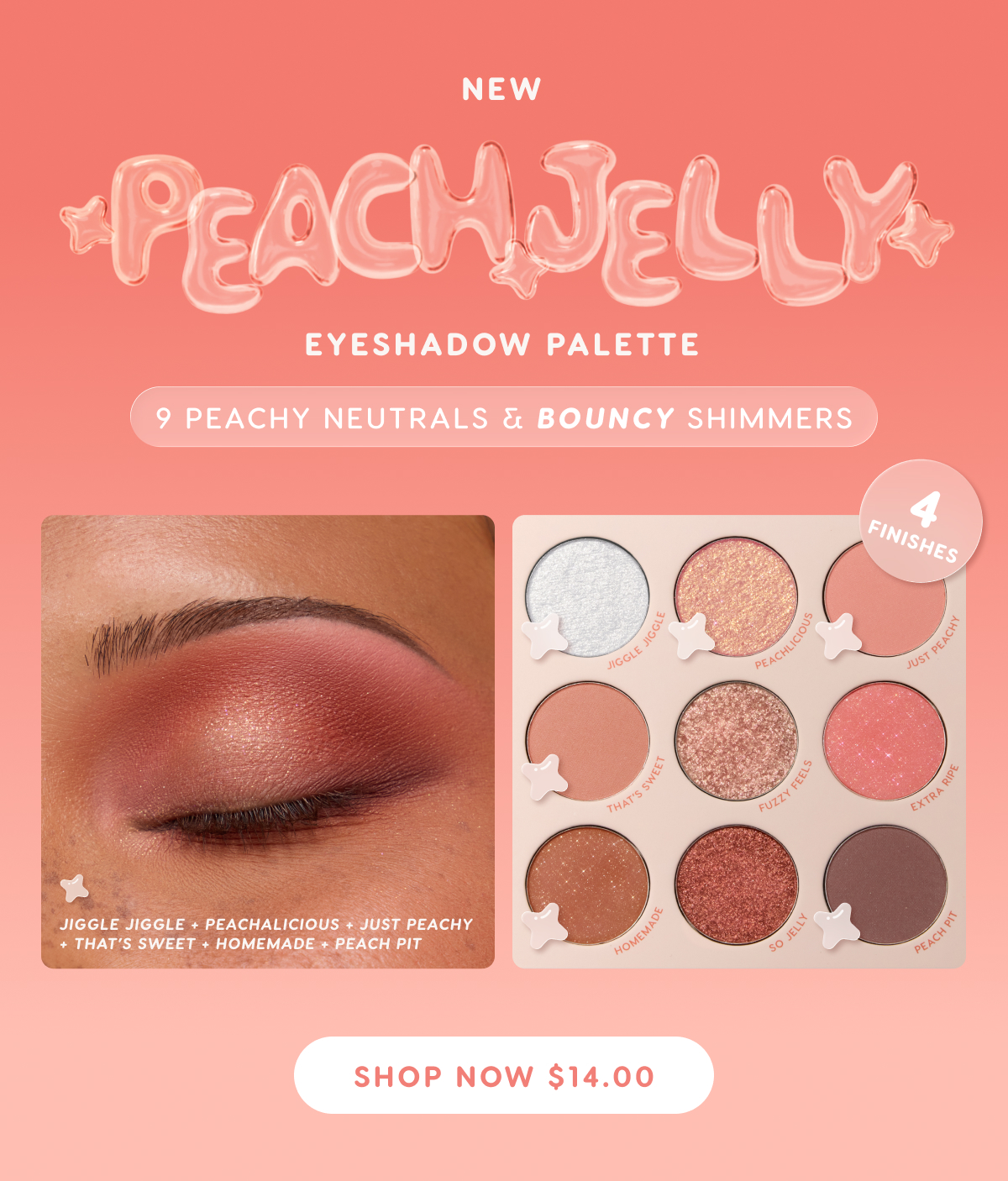 NEW Peach Jelly Eyeshadow Palette. Shop Now