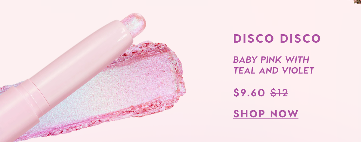 Disco Disco: Baby pink with teal and violet. Shop Now