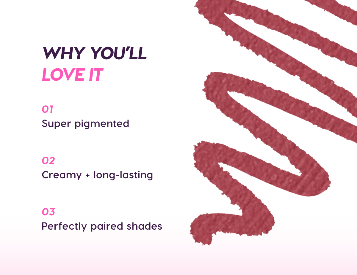 Why you'll love it: super pigmented, creamy and long lasting, perfectly paired shades