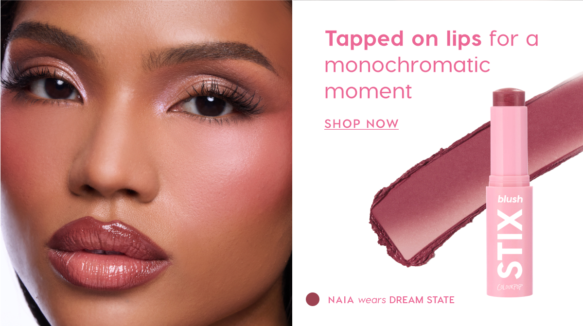 Tapped on lips for a monochromatic moment. shop now