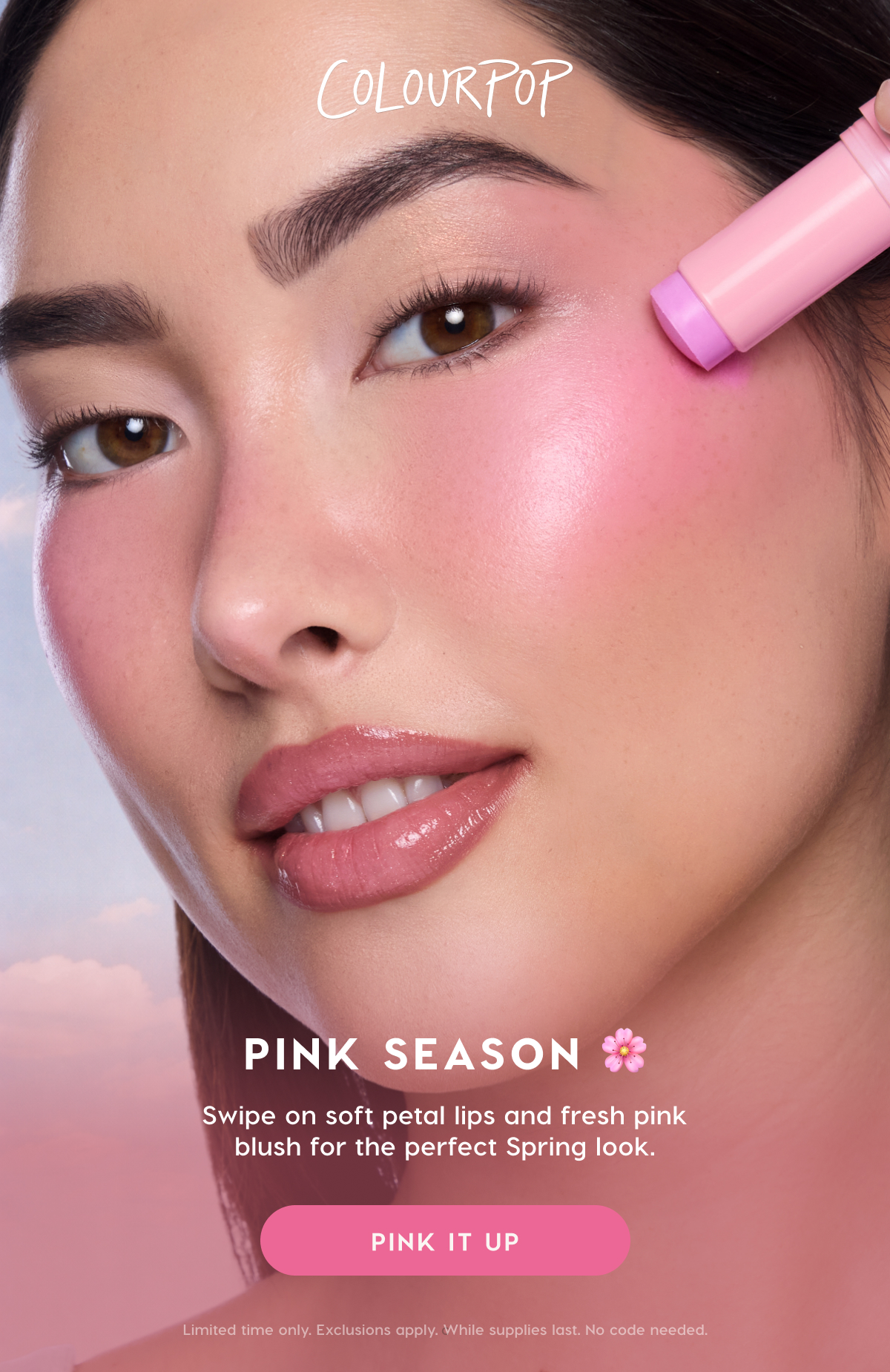 ColourPop | Pink Season. Swipe on soft petal lips and fresh pink blush for the perfect Spring look. 