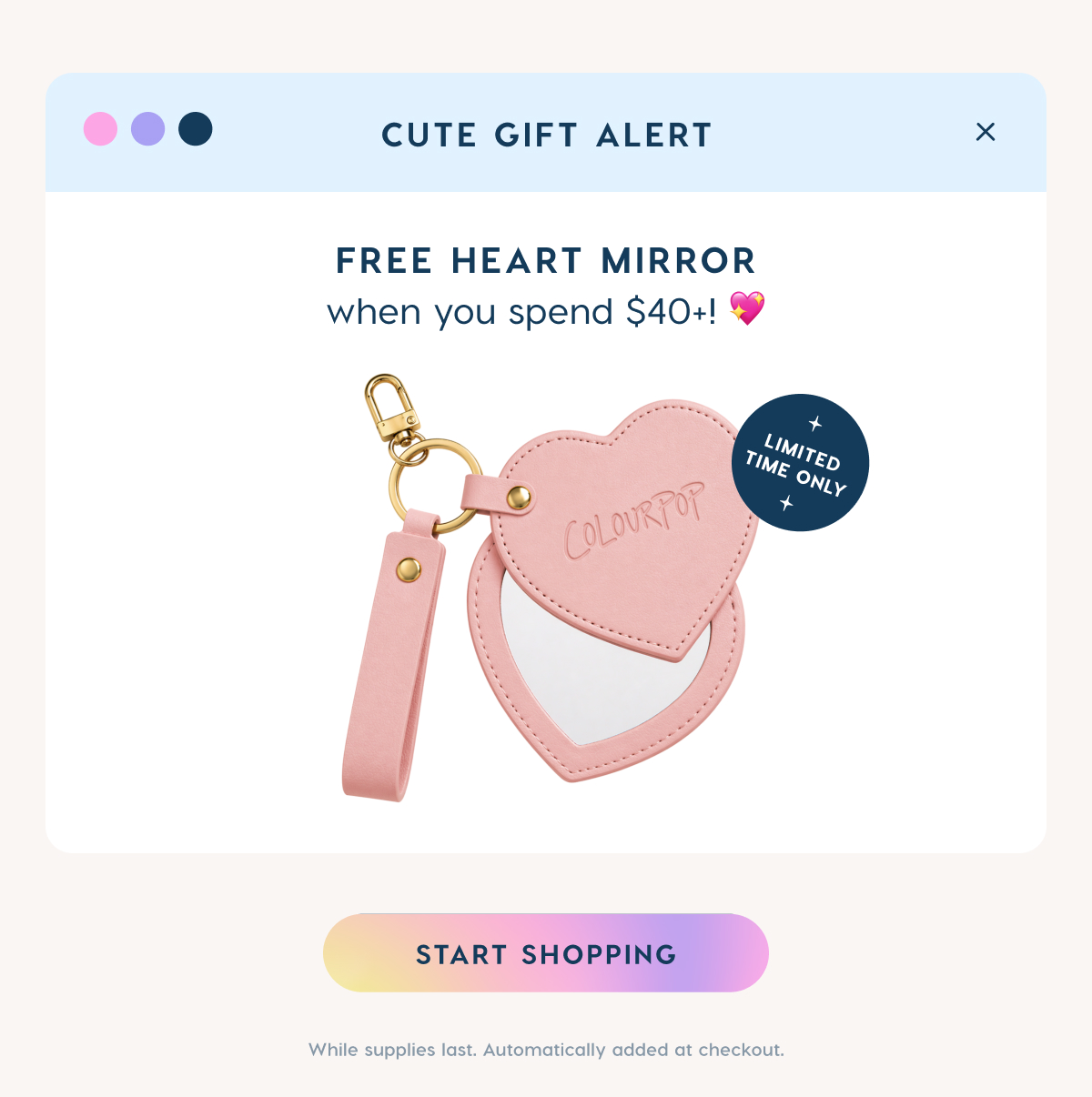 Free Heart Mirror when you spend $40+*