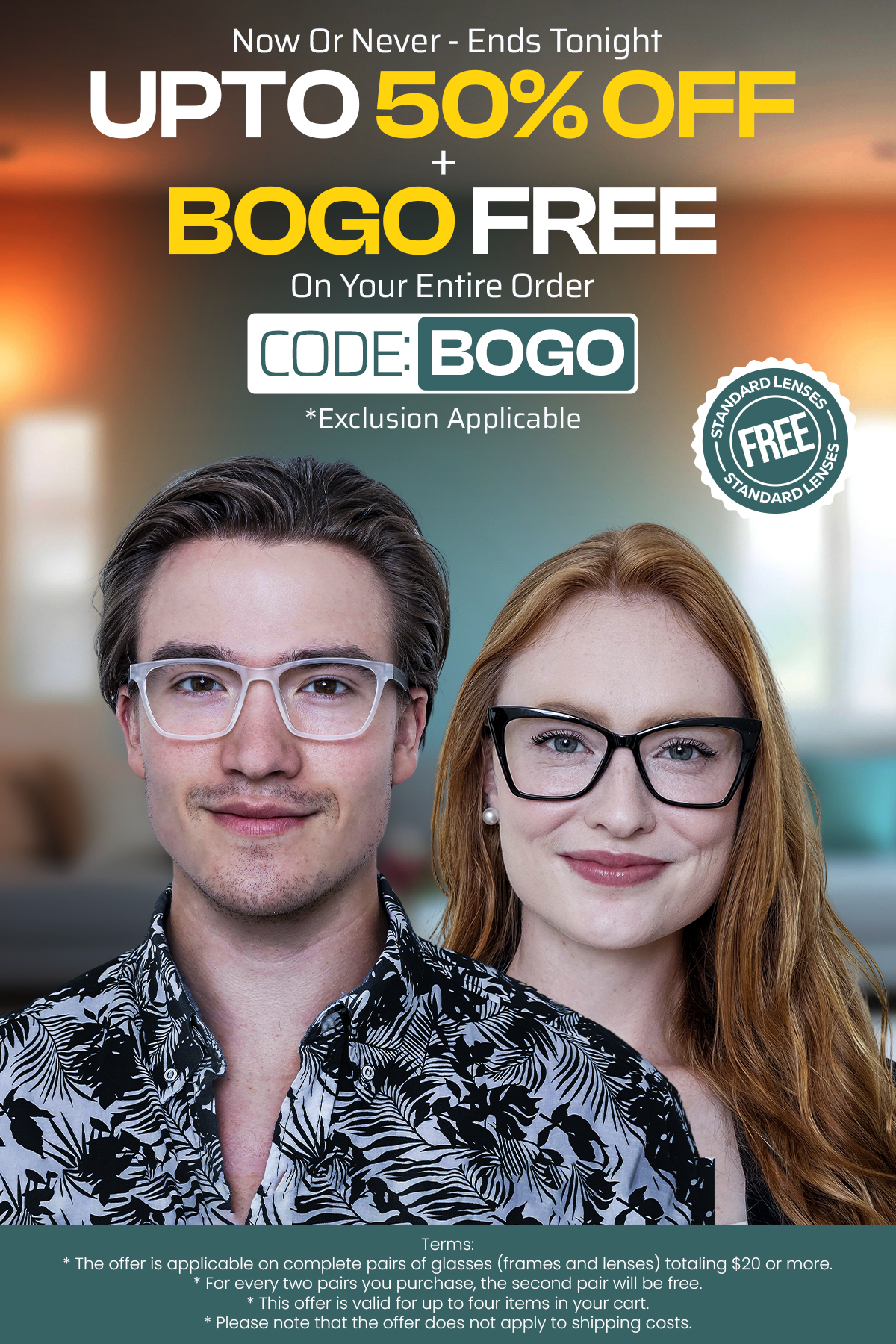 UPTO 50% + BOGO (Buy 1, Get 1 Free) CODE: BOGO