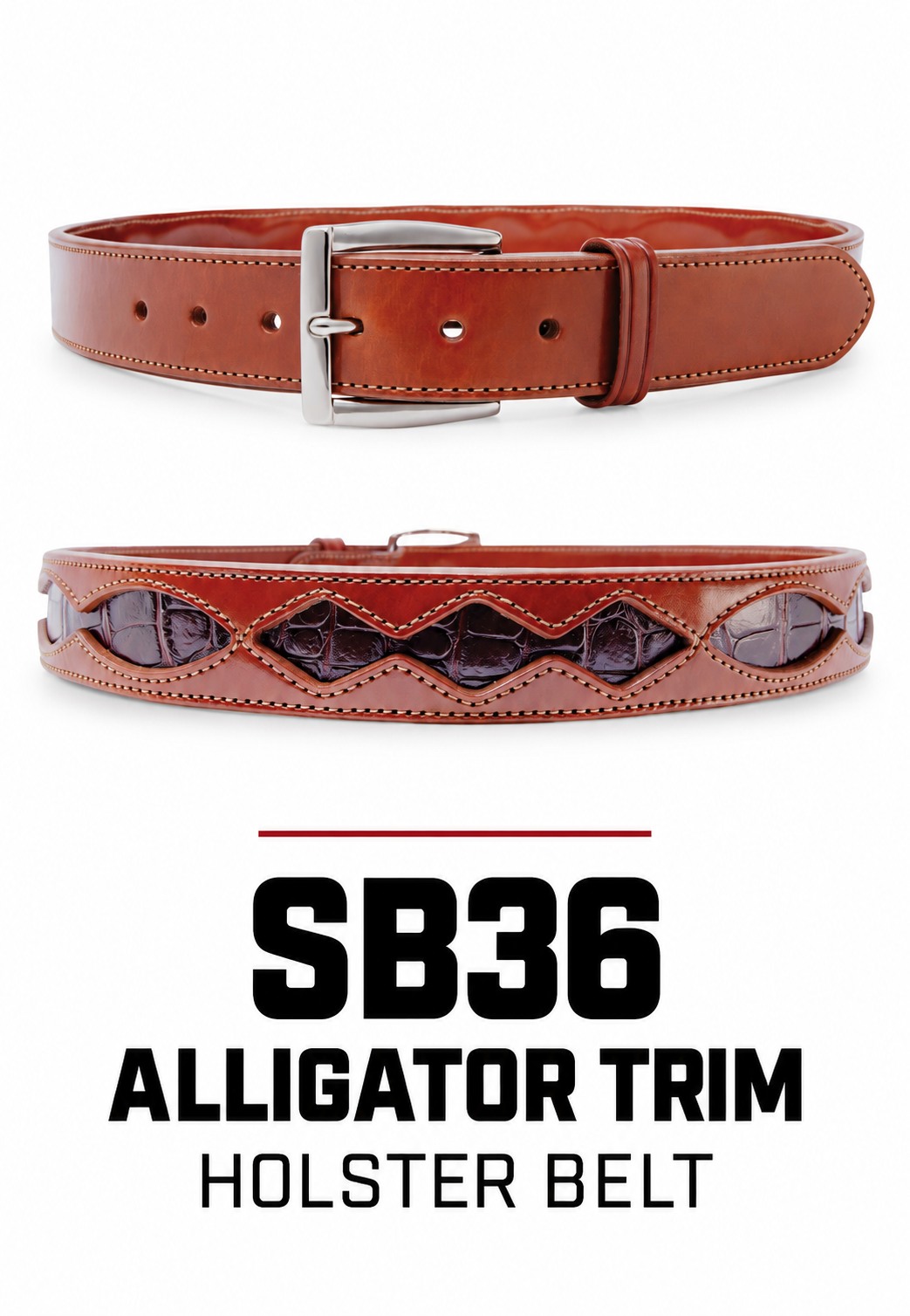 SB36 ALLIGATOR TRIM HOLSTER BELT