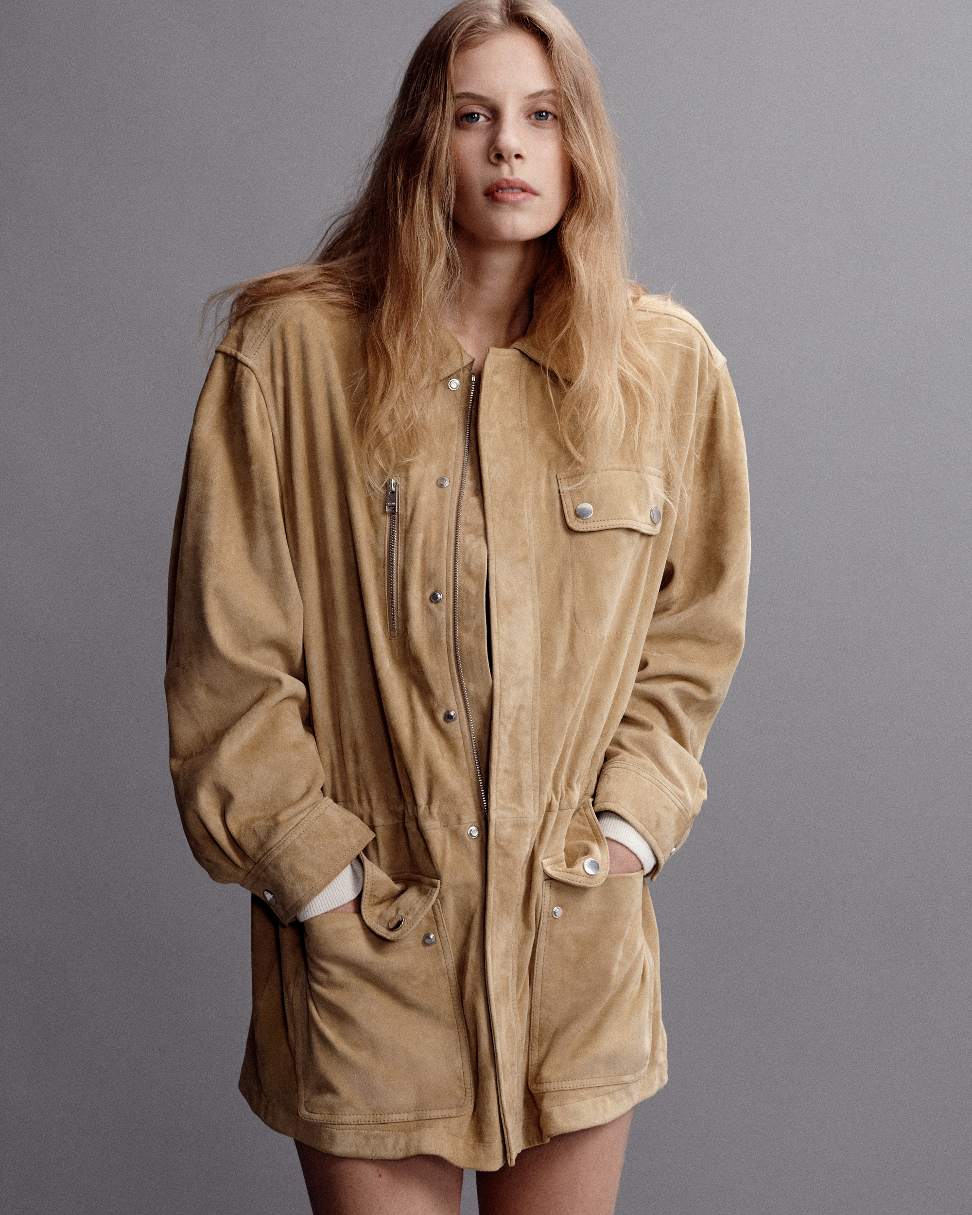 THE SUEDE SAFARI JACKET IN FAWN