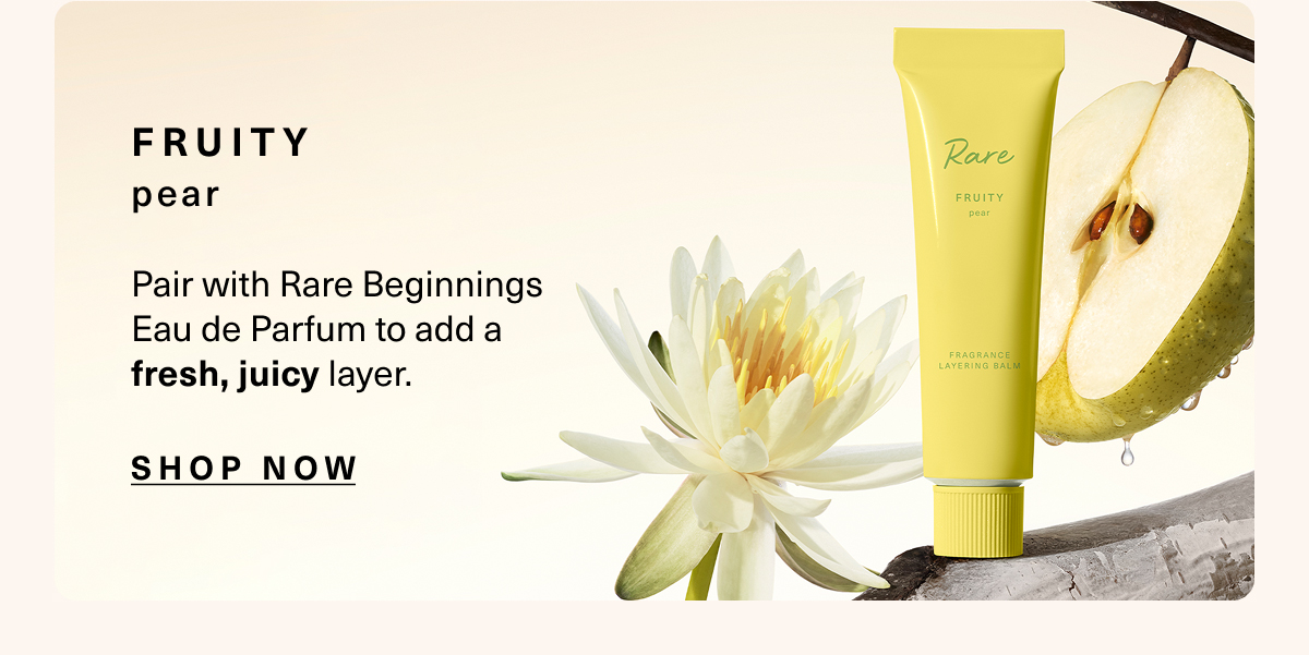 Fruity Pear Layering Balm. Shop Now.