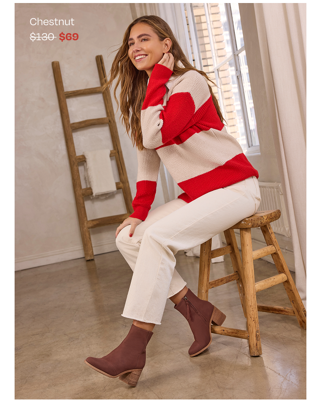 Evelyn Chestnut Leather Heeled Boot - Image