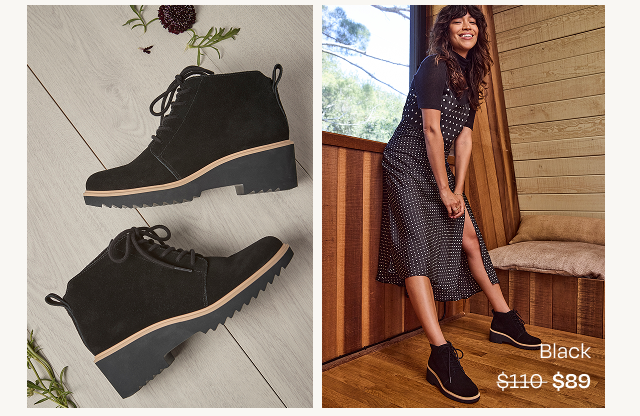 Maude Lace Up Black Suede Wedge Boot - Image