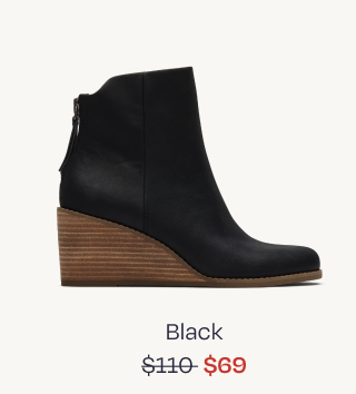 Casey Black Leather Wedge Boot - Image