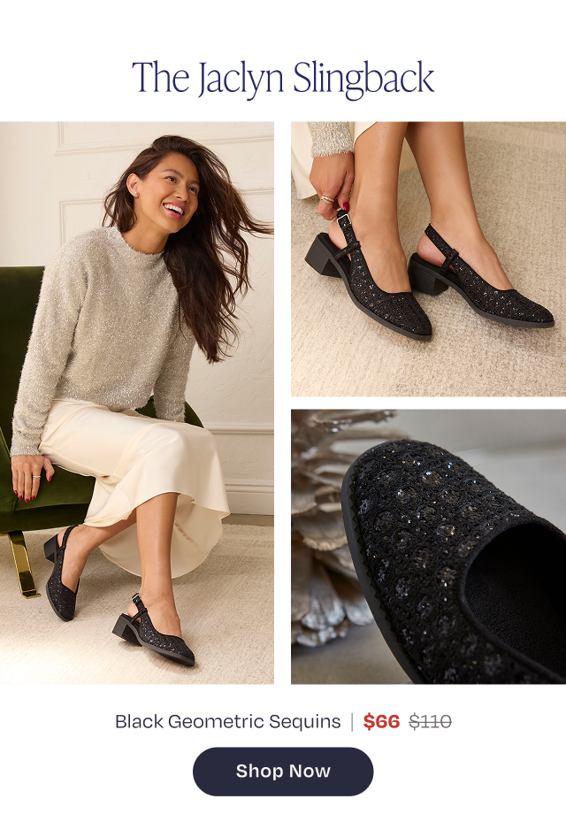The Jaclyn Slingback Black Geometric Sequins
