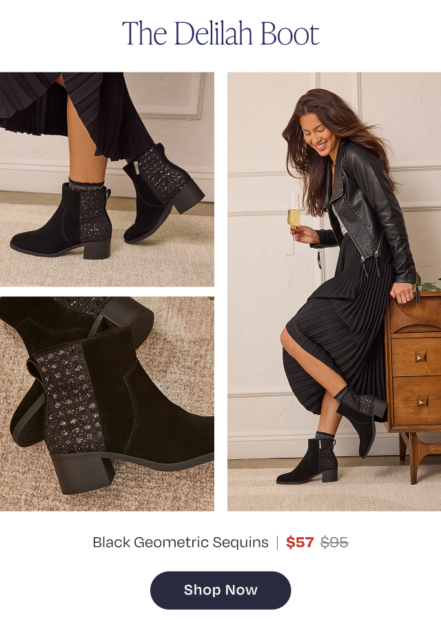 The Delilah Boot Black Geometric Sequins