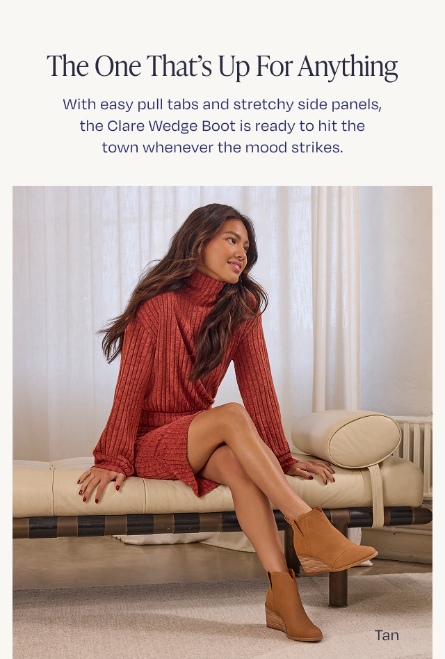 Clare Tan Leather Wedge Boot - Image