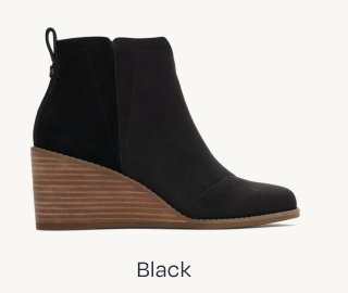Clare Black Leather Wedge Boot - Image