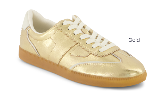 Collins Casual Lace-Up Sneaker Gold Metallic Leather - Image