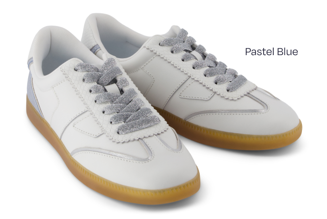 Collins Pastel Blue Multi Leather and Suede Lace Up Sneaker - Image